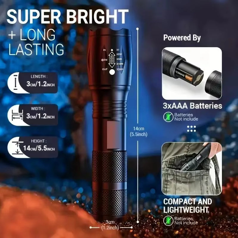 HÖG EFFEKTIV LED FICKLAMPA(VATTENTÄT)